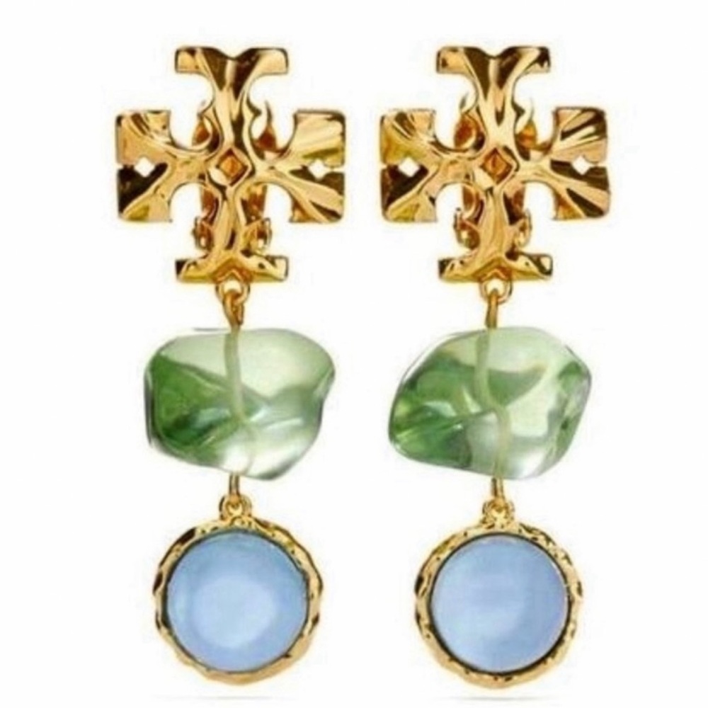 Tory Burch Roxanne double drop statement earrings - Picture 1 of 7